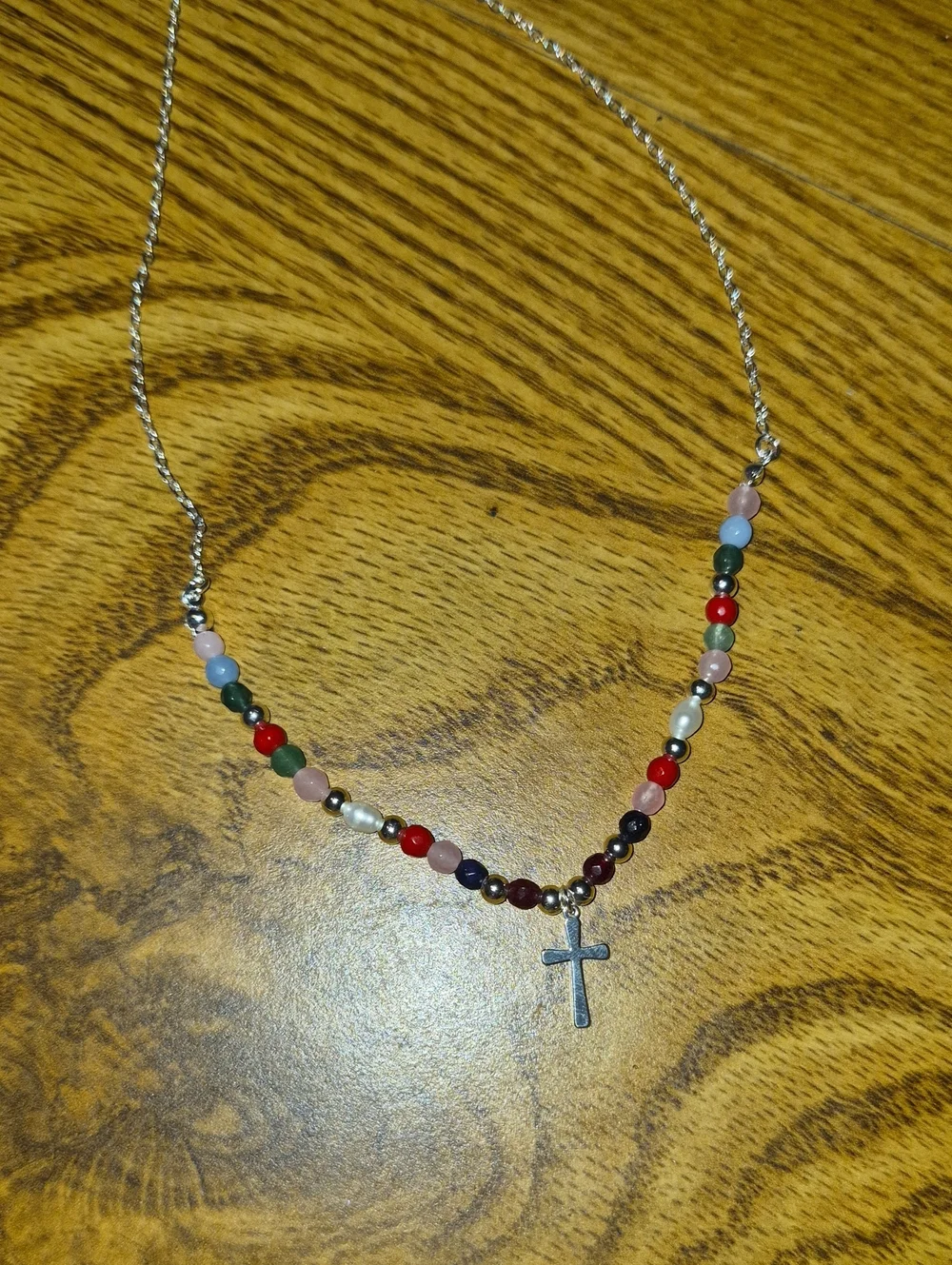 Multicolor Beaded Cross Pendant Necklace - Women's Jewelry